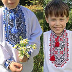 Підліткова вишиванка для хлопчика з червоним орнаментом "Максим", біла вишита сорочка, фото 3