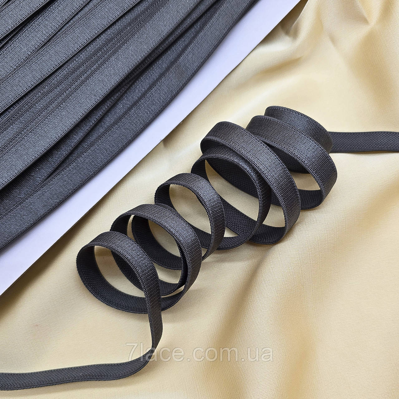 Бретельна гумка / ширина 1 см / колір графіт / замовлення від 1 метра, фото 1