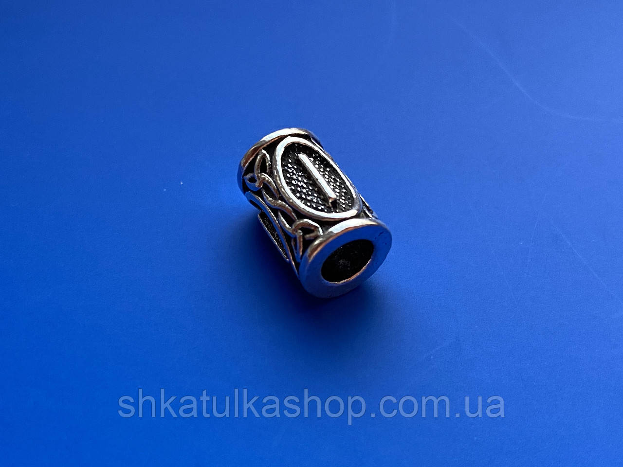 Намистина Руна Іса 13*9мм зі сталі, фото 1