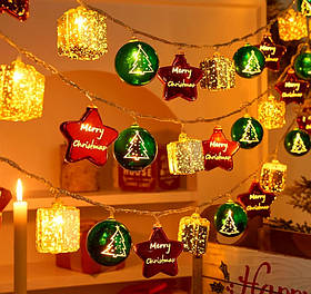 Новорічна гірлянда іграшки 1,5 / 3 м.