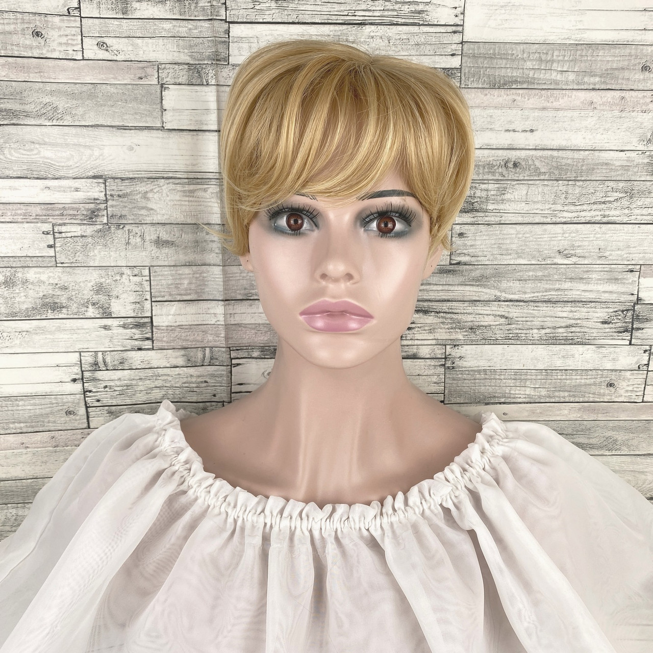 Накладка блонд теплий із проділом топер на шпильках зі штучного волосся 20 см, фото 1