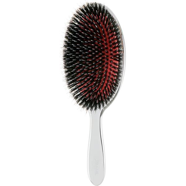Щітка JANEKE Silver Hairbrush з натуральною щетиною кабана та нейлоном L, фото 1
