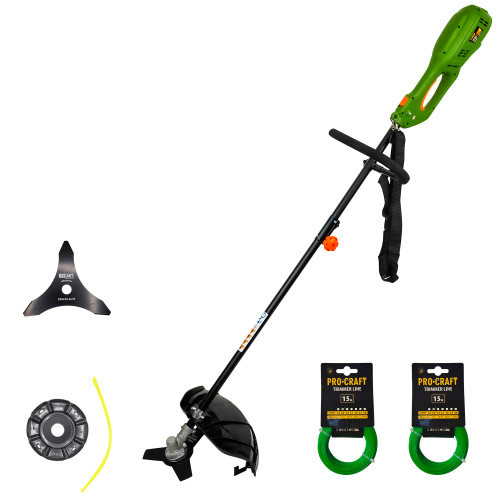 Тример електричний (електрокоса) Procraft GT2000 + Диск 3T тонкий + шпуля павук + 2 ліски коло 2мм 15м, фото 1