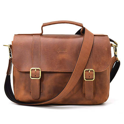 Чоловіча сумка-портфель на плече з ручкою TARWA RB-6008-3md коньячна, фото 1