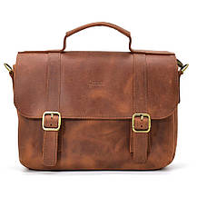 Чоловіча сумка-портфель на плече з ручкою TARWA RB-6008-3md коньячна, фото 4