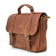 Чоловіча сумка-портфель на плече з ручкою TARWA RB-6008-3md коньячна, фото 5