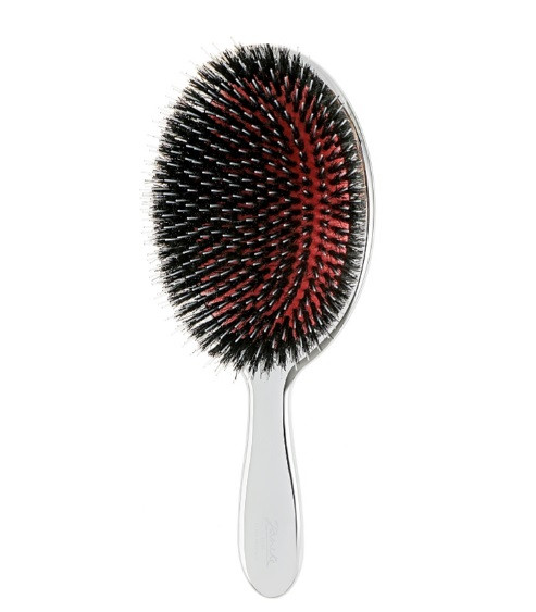 Щітка JANEKE Silver Hairbrush з натуральною щетиною кабана та нейлоном XL