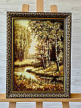 Картина пейзаж з бурштину Березки, пейзаж Картина з бурштина 30*40 см, фото 4