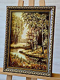 Картина пейзаж з бурштину Березки, пейзаж Картина з бурштина 30*40 см, фото 2