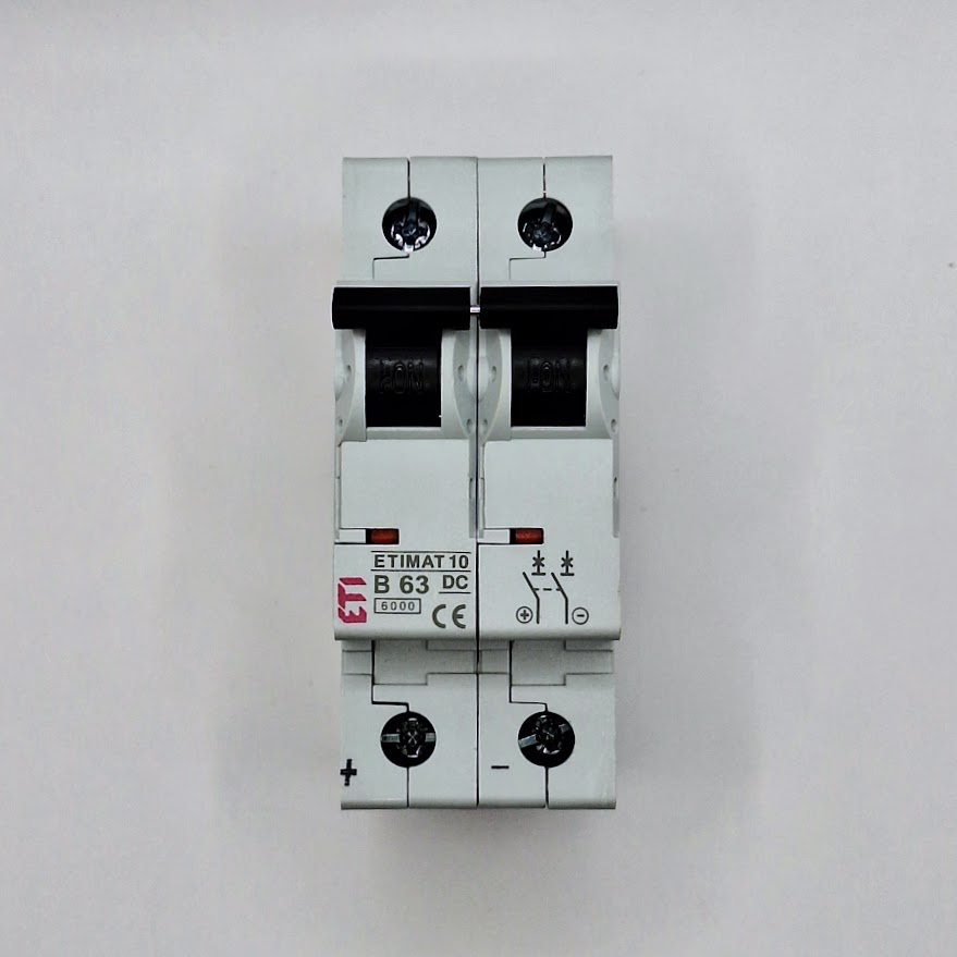 Автоматичний вимикач ETI ETIMAT 10 DC 2p В 63А (6kA) постійного струму 002128722