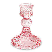 Підсвічник скляний Leeseph рожевий