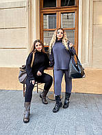 Жіночий теплий костюм з лосинами батал. Кольори: білий, чорний, мокко, графіт. Розміри: 50-52; 54-56; 58-60.