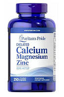 Комплекс Puritan's Pride Chelated Calcium Magnesium Zinc 250 каплет