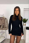 Чорна сукня міні в рубчик обтисла з розкльошеними рукавами (р. 42-48) 31035888, фото 2