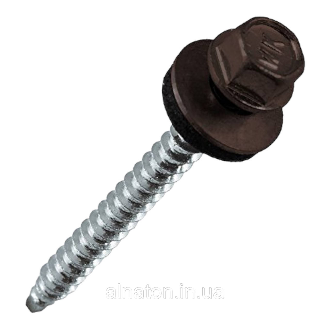 Саморіз покрівельний 4,8х35 пофарбований RAL 8017 для дерева (паковання 250 шт.) з ущільнювачем EPDM