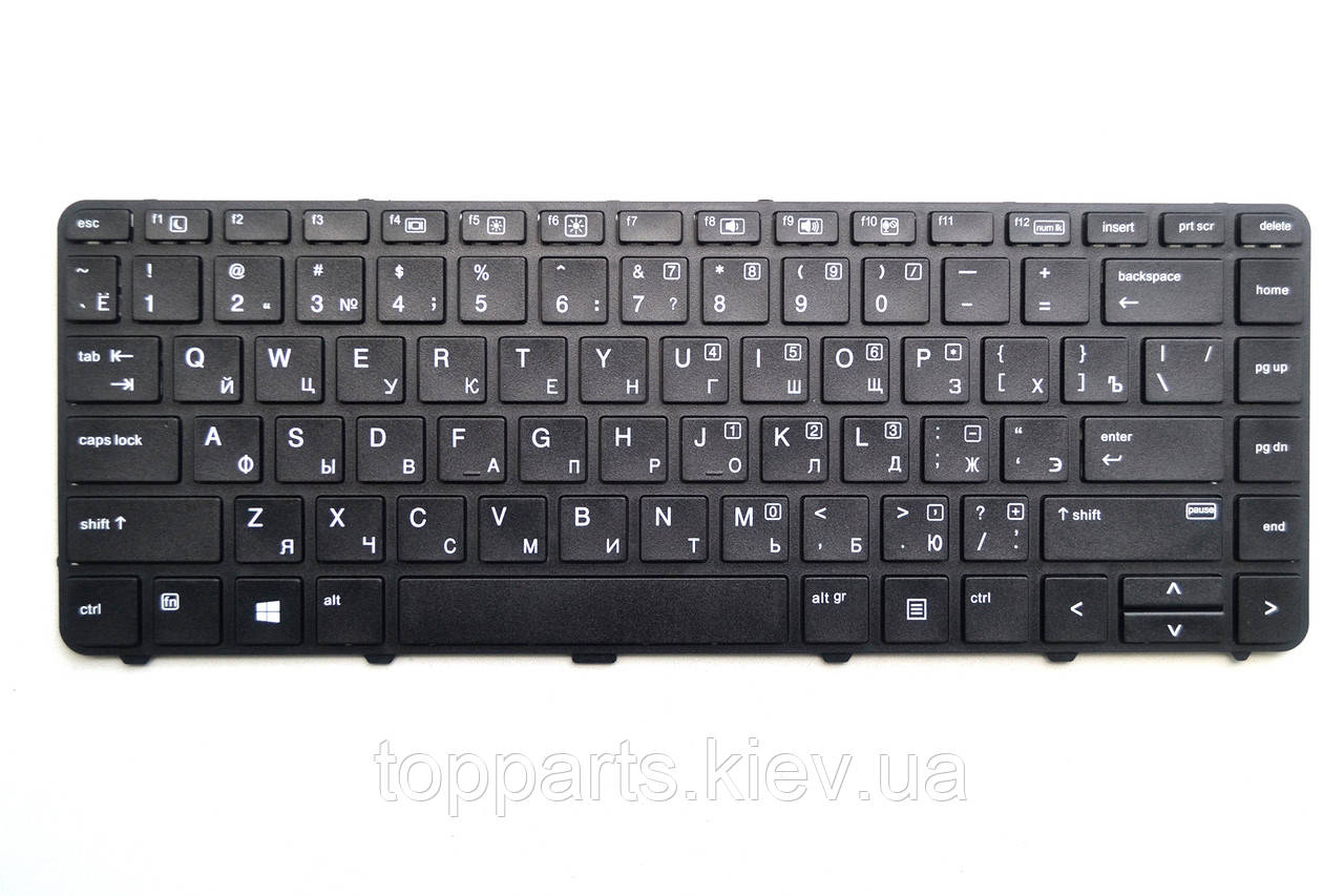 Клавіатура для ноутбуків HP ProBook 430 G3/G4, 440 G3/G4, 445 G3 чорна з чорною рамкою RU/US
