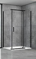 Душова кабіна прямокутна прозора розстібні 1000х1000х1900 чорний без піддону Aquanil Camellia