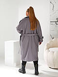 Пальто жіноче демісезонне сіре великого розміру, фото 6