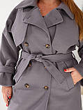 Пальто жіноче демісезонне сіре великого розміру, фото 8