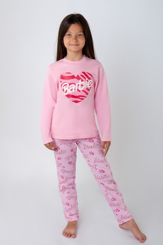 1590-09рож Тепла піжама для дівчаток рожева Барбі тм АВЕКС
