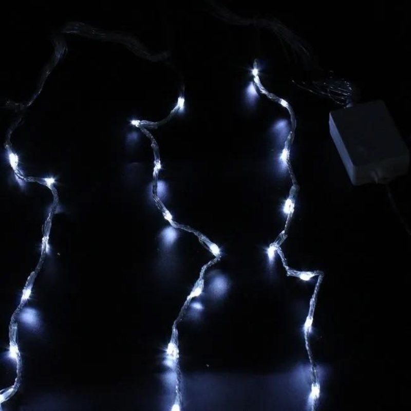 Гирлянда Водопад Уличный Белый 480 LED диодов (прозрачный провод,3*2м 20 нитей) - фото 2 - id-p2386119318