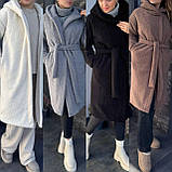 Круте жіноче стильне хутряне пальто на захід із хутра Тедді (р.42-52). Арт-1608/47, фото 7