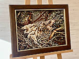 Картина з бурштину "Пташка з пташенятами"30*40 см , картина з бурштину, фото 4