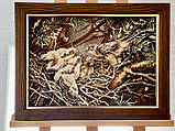 Картина з бурштину "Пташка з пташенятами"30*40 см , картина з бурштину, фото 2