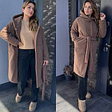 Круте жіноче стильне хутряне пальто на захід із хутра Тедді (р.42-52). Арт-1608/47, фото 6