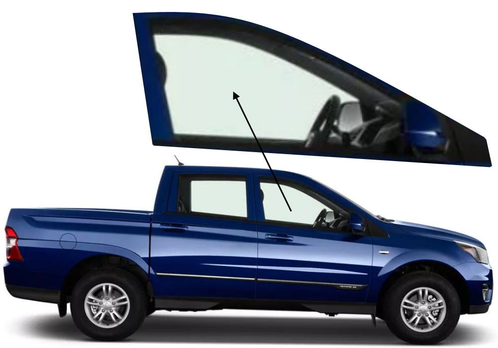 Бічне скло Ssang Yong Actyon 2005-2018 передніх дверей праве, фото 1
