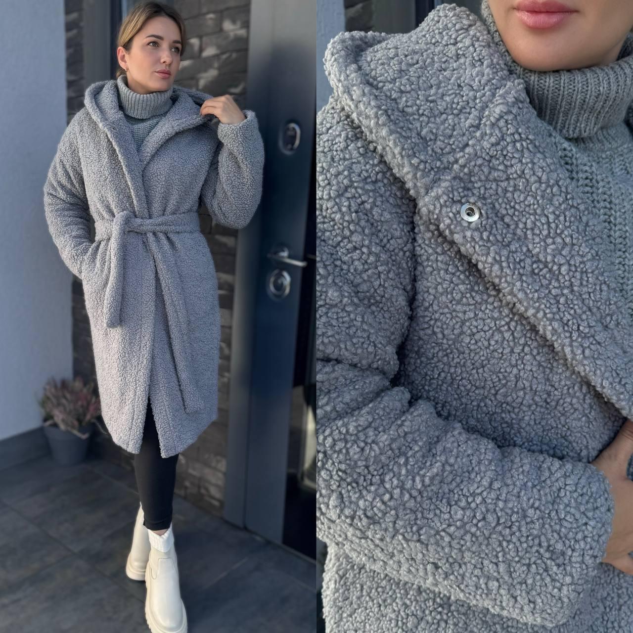 Круте жіноче стильне хутряне пальто на захід із хутра Тедді (р.42-52). Арт-1608/47, фото 1