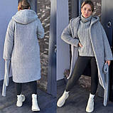 Круте жіноче стильне хутряне пальто на захід із хутра Тедді (р.42-52). Арт-1608/47, фото 3