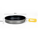 Сковорідка алюмінієва туристична Alocs 950 мл 21 см з антипригарним покриттям та складними ручками для походу туризму та кемпінгу, фото 6