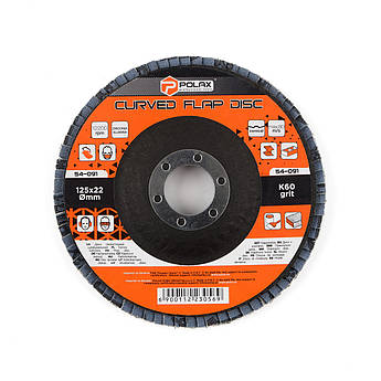 Коло (диск) Polax шліфувальний пелюстковий для УШМ (болгарки) оксид цирконію 125*28 мм зерно K60 (54-091)