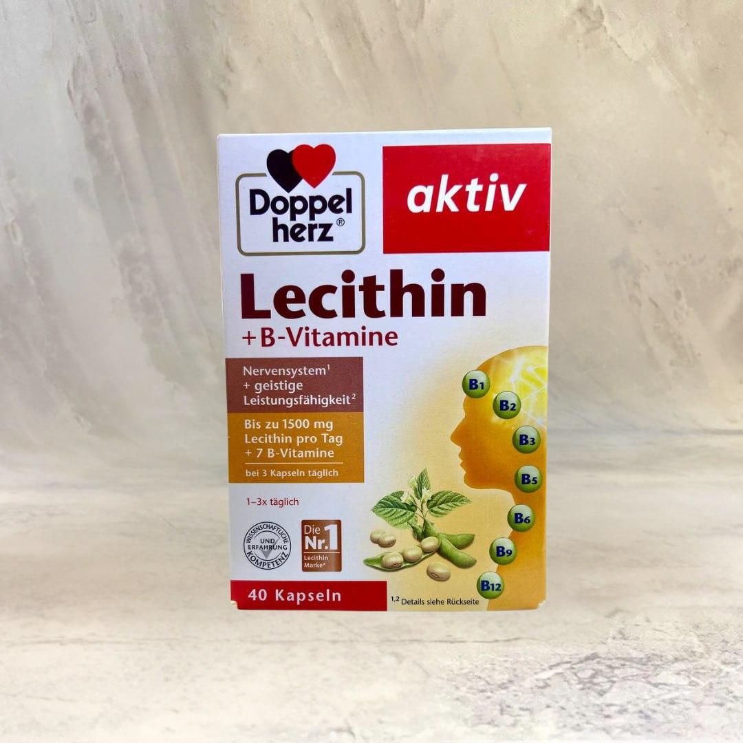 Doppelherz Lecithin + B-Vitamin Kapseln 40 St. Харчова добавка з лецитином, вітамінами групи B та Е, 40 шт