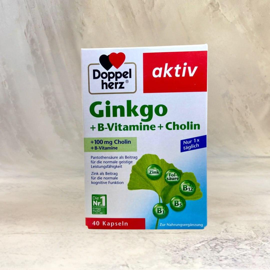 Doppelherz Ginkgo + B-Vitamine + Cholin Kapseln Капсулы для поддержания умственной работоспособности, 40 шт., фото 1