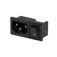 Гніздо монтажне С14 мережевий 3pin, з чорною клавішею 2pin