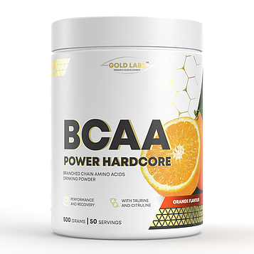 Амінокислоти Gold Labs BCAA Power Hardcore + Taurine 500 g Апельсин