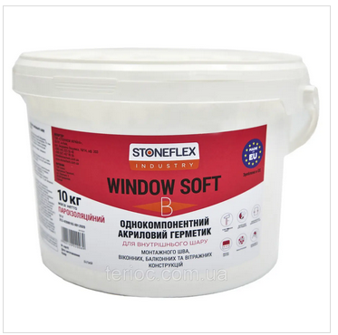 Герметик однокомпонентний акриловий INДІВ СОФТ В/STONEFLEX Industry Window Soft В,уп.10 кг, фото 1