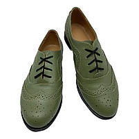 Туфлі броги жіночі із шкіри кольору хакі “Style Shoes”, фото 6