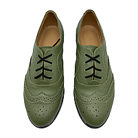 Туфлі броги жіночі із шкіри кольору хакі “Style Shoes”, фото 7
