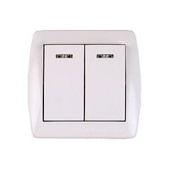 Вимикач з підсвічуванням ElectroHouse Acura білий 2кл EH-2143