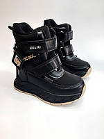 Зимние термо ботинки для девочки Bl&Kl 01384 С black черные р.27-29