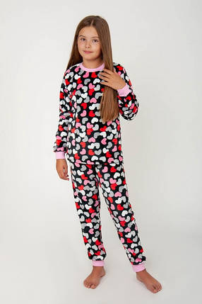 2442-24чор Підліткова тепла піжама для дівчинки махра Тм Авекс розмір 158 см, фото 1