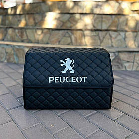 Органайзер у багажник з вишивкою Peugeot, чорний, 50см, автомобільний органайзер в авто