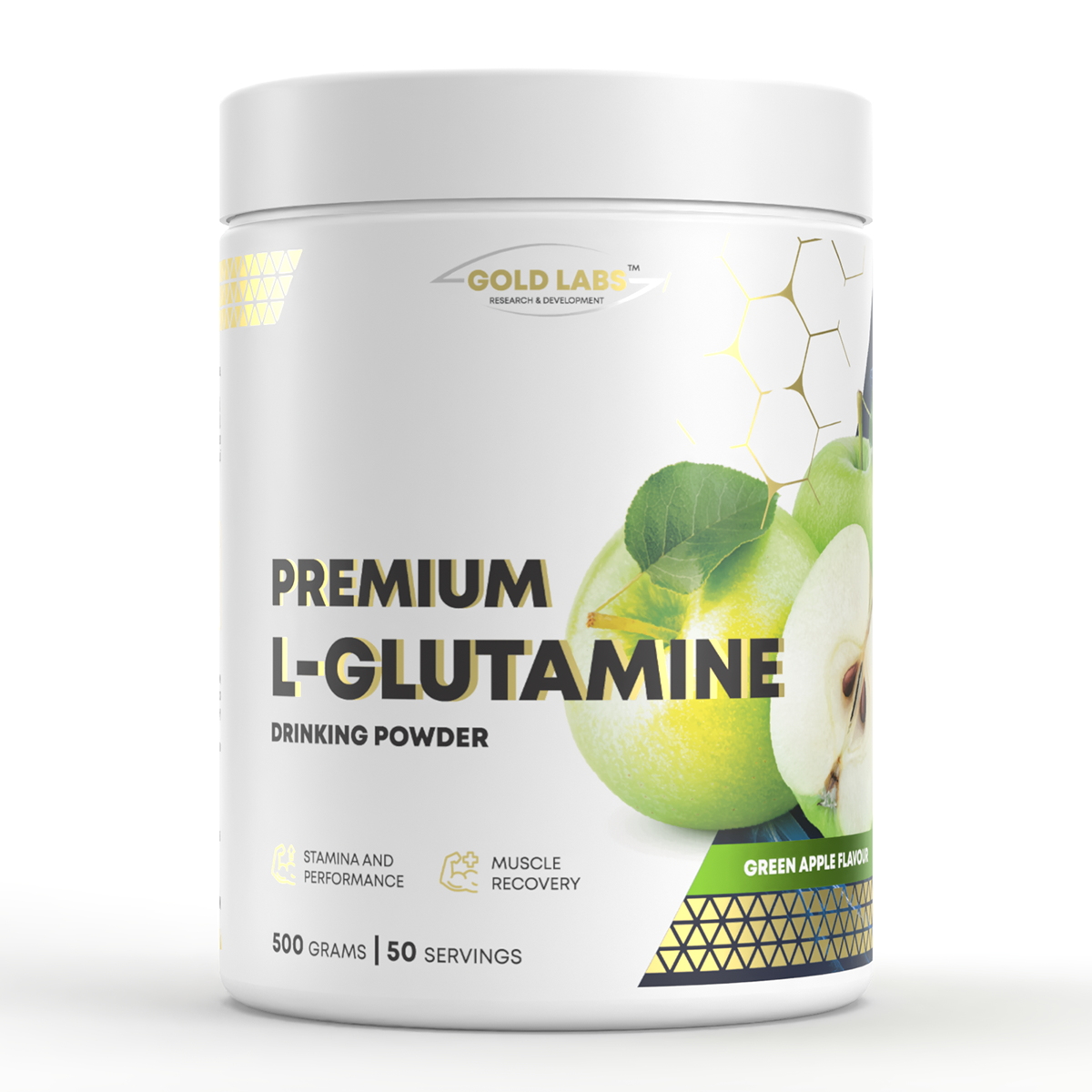Амінокислоти Gold Labs L-Glutamine 500 g Зелене яблуко