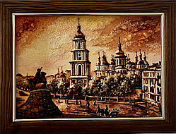 Картина «Софіївська площа. Київ» картина з бурштину 30x40 см