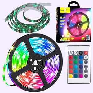 Світлодіодна LED-стрічка Hoco DL30 4м 120 світлодіодів 5050 RGB з пультом Чорний