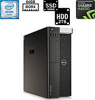 Комп'ютер Dell Precision Tower T7810/2x Intel Xeon E5-2623 v3/64GB DDR4/SSD 500GB+HDD 2TB/NVIDIA Quadro K4200 4GB/825W Б/В