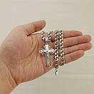 Срібна цепочка 55 см і хрестик "Спаси і Збережи" чоловіча. Ланцюжок Бісмарк ширина 7 мм і освячений хрестик "Спаси і Збережи", фото 3